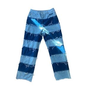 y2k jeans frayed patchwork high waisted denim mom jeans